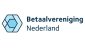 Het logo van Betaalvereniging Nederland met een blauw hexagon-symbool links en de organisatienaam in donkerblauwe letters rechts.